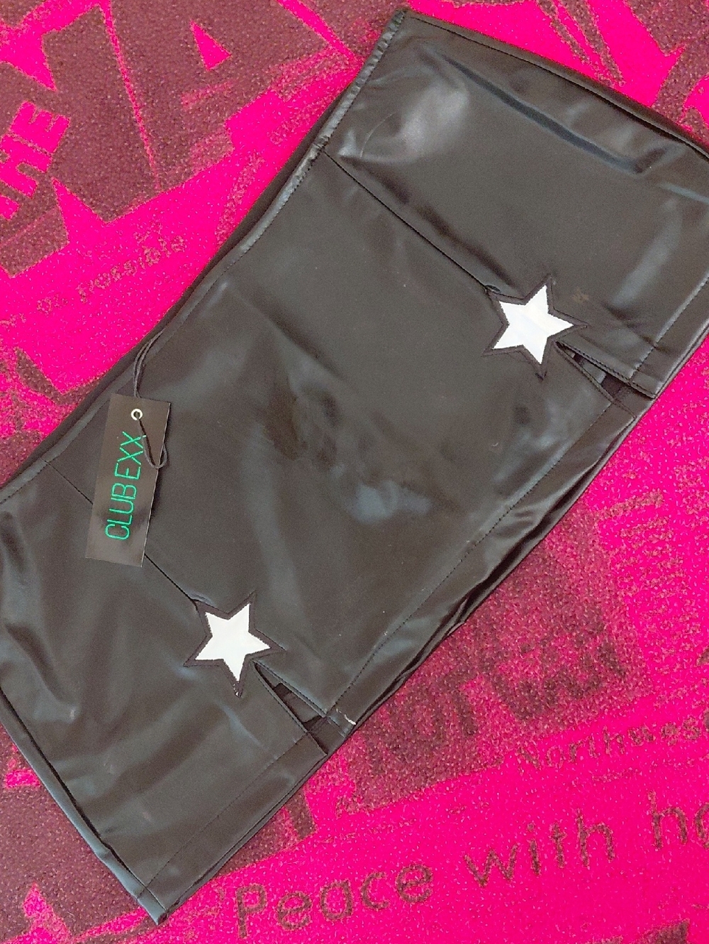 DOLLSKILL CLUB EXX Black Mini Skirt with White Star Appliqués - Picture 6 of 10